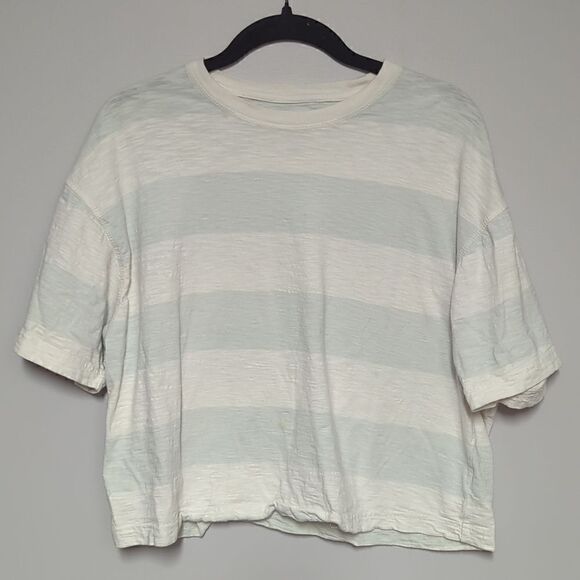 Universal Thread Striped Cropped Short Sleeve Shirt - Picture 1 of 6